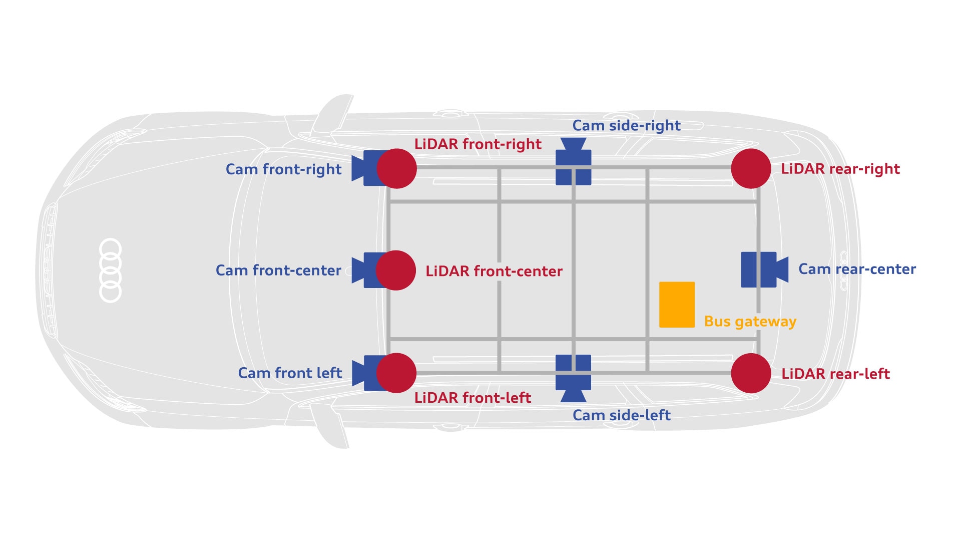 Overview of sensor carrier with sensors (top view)